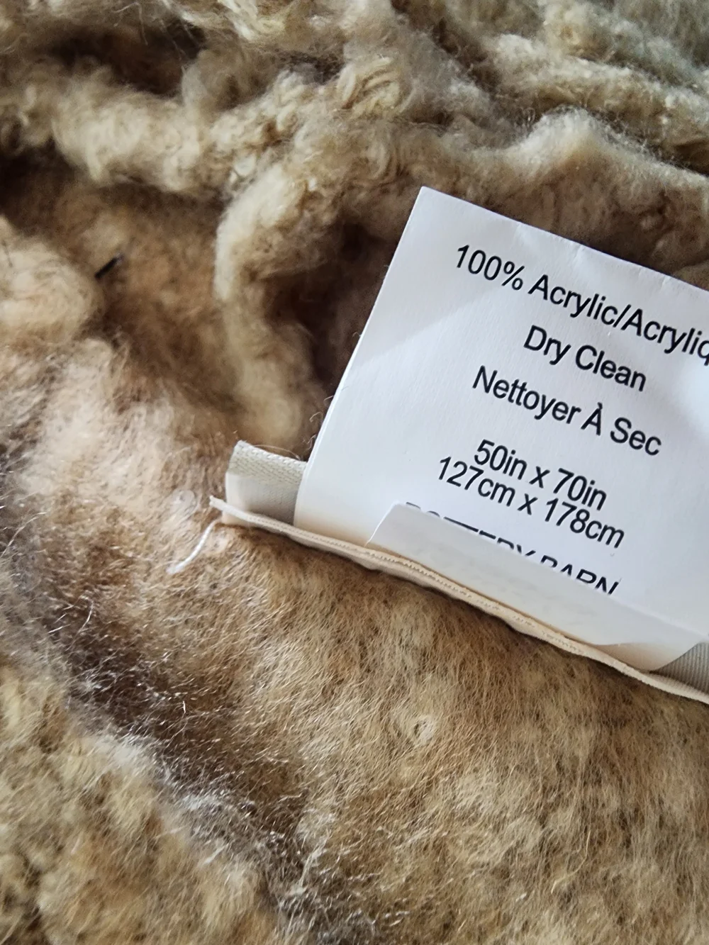 Pottery Barn Acrylic Throw Blanket - Beige Taupe